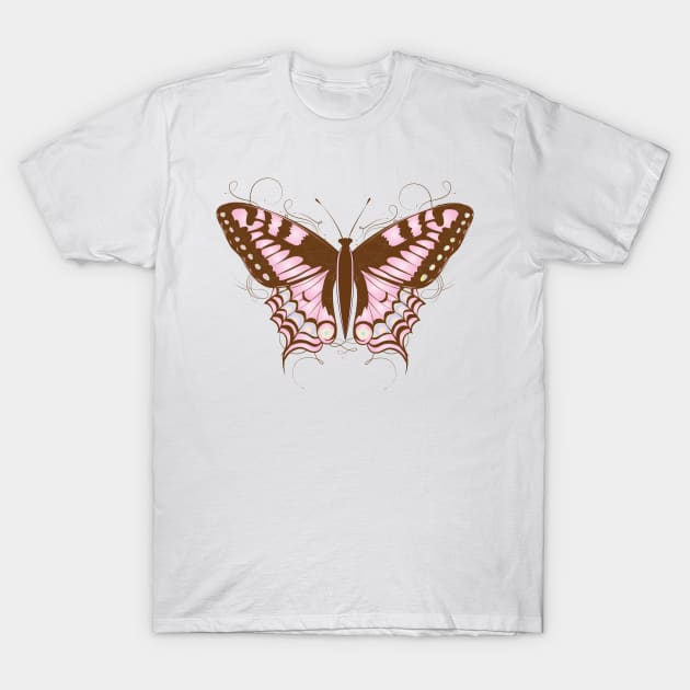 ornate butterfly in pink and earth colors T-Shirt by Kisho